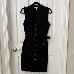 Banana Republic Black Sleeveless Button-Down Dress